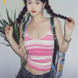 GORUNRUN-summer outfits y2k style casual spring outfits 90s Striped Crop Cami Top