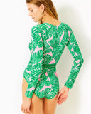 GORUNRUN-Summer Vacation Swimwear Beach Wear Long Sleeve Zip Front Jungle Printed One Piece Surf Swimsuit and Skirt