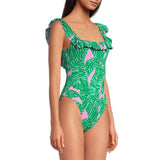 GORUNRUN-Summer Vacation Swimwear Beach Wear Ruffle Jungle Printed One Piece Swimsuit and Skirt