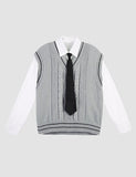 GORUNRUN-Ins Style Street Fashion Preppy Sweater Vest Knit Vest Shirt Two-Piece Set