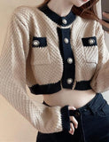 GORUNRUN-Ins Style Street Fashion Cropped French Sweater Knitted Cardigan