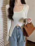 GORUNRUN-Ins Style Street Fashion Halter Neck Knit Tight Fake Two Piece Top