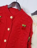 GORUNRUN-Ins Style Street Fashion Preppy Three-dimensional Cherry Knit Cardigan