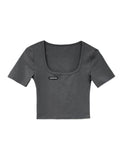 GORUNRUN-Ins Style Street Fashion Square Neck Slim Fit Cropped T-shirt