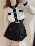 GORUNRUN-Ins Style Street Fashion Cropped French Sweater Knitted Cardigan