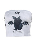 GORUNRUN-Ins Style Street Fashion Reversible Cat Bat Print Bandeau Vest