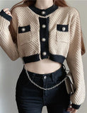 GORUNRUN-Ins Style Street Fashion Cropped French Sweater Knitted Cardigan