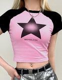 GORUNRUN-Ins Style Street Fashion Colorblock Star Graphic Print Crop Top