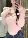 GORUNRUN-Ins Style Street Fashion Soft Waxy Dropped Shoulder Sweater