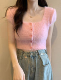 GORUNRUN-Ins Style Street Fashion Square Neck Fluffy Crop Top