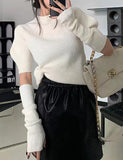 GORUNRUN-Ins Style Street Fashion Cropped Removable Sleeve Sweater