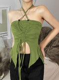 GORUNRUN-Ins Style Street Fashion Off-Shoulder Halter Crossover Camisole