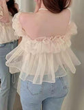 GORUNRUN-Ins Style Street Fashion One Shoulder Sweet Chiffon Shirt Top