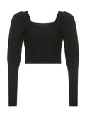 GORUNRUN-Ins Style Street Fashion Knitted Pleated V-neck Slimming Top