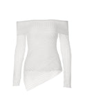 GORUNRUN-Ins Style Street Fashion Off Shoulder Asymmetrical Hem Knit Top