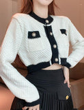 GORUNRUN-Ins Style Street Fashion Cropped French Sweater Knitted Cardigan