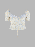 GORUNRUN-Ins Style Street Fashion Floral Chiffon Bow Top