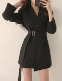 GORUNRUN-Ins Style Street Fashion Solid Color Blazer With Belt