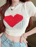 GORUNRUN-Ins Style Street Fashion Heart Pattern Hollow Out Crop Top