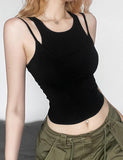 GORUNRUN-Ins Style Street Fashion Camisole Slim Cropped Crew Neck Vest