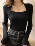 GORUNRUN-Ins Style Street Fashion Long Sleeve Solid Slim Knit Sweater For