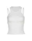 GORUNRUN-Ins Style Street Fashion Camisole Slim Cropped Crew Neck Vest