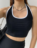 GORUNRUN-Ins Style Street Fashion Backless Halter   Sports Crop Slim Vest  s Top