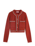 GORUNRUN-Ins Style Street Fashion French Elegant Cropped Red Knit Cardigan