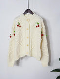 GORUNRUN-Ins Style Street Fashion Preppy Three-dimensional Cherry Knit Cardigan