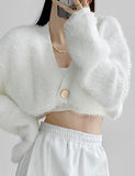 GORUNRUN-Ins Style Street Fashion Solid Color Plush Crop Cardigan