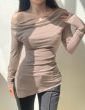 GORUNRUN-Ins Style Street Fashion Solid Asymmetrical Hem Side Slit T-shirt