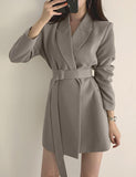 GORUNRUN-Ins Style Street Fashion Solid Color Blazer With Belt