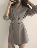 GORUNRUN-Ins Style Street Fashion Solid Color Blazer With Belt