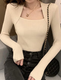 GORUNRUN-Ins Style Street Fashion Long Sleeve Solid Slim Knit Sweater For