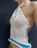 GORUNRUN-Ins Style Street Fashion Gradient Hem Halter Crochet Camisole For