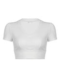 GORUNRUN-Ins Style Street Fashion Solid Color V Neck Casual Crop Top