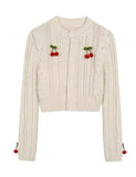 GORUNRUN-Ins Style Street Fashion Cherry Twist Top Two-Piece Knit Cardigan