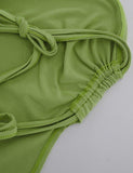 GORUNRUN-Ins Style Street Fashion Green Backless Drawstring Tube Top For