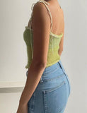 GORUNRUN-Ins Style Street Fashion Knot Shoulder Colorblock Crochet Camisole