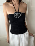 GORUNRUN-Ins Style Street Fashion Flower Decor Halter Summer Going Out Cami Tops