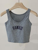 GORUNRUN-Ins Style Street Fashion Monogram EmbRoidered Crop Sport Gym Camisole Tank Top