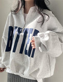 GORUNRUN-Ins Style Street Fashion Baseball Collar Zipper Sweater Hooded Loose Thick Thin Section Plus Fleece