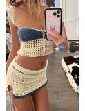 GORUNRUN-Ins Style Street Fashion Sleeveless Vest Slit Skirt Summer Color Matching Knitted Two-piece Set