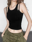 GORUNRUN-Ins Style Street Fashion Camisole Slim Cropped Crew Neck Vest