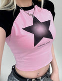 GORUNRUN-Ins Style Street Fashion Colorblock Star Graphic Print Crop Top