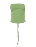 GORUNRUN-Ins Style Street Fashion Green Backless Drawstring Tube Top For