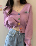 GORUNRUN-Ins Style Street Fashion Colored Button-down Knit Long Cardigans For