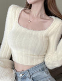 GORUNRUN-Ins Style Street Fashion Knit Spice Girls Cropped Square Neck Sweater