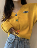 GORUNRUN-Ins Style Street Fashion Colored Button-down Knit Long Cardigans For