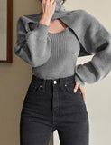 GORUNRUN-Ins Style Street Fashion Slim Fit Solid Turtleneck Pullover Knit Two-Piece Sweater